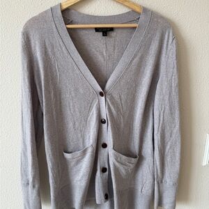 Banana Republic Light Gray Cardigan Sweater V-Neck Knit